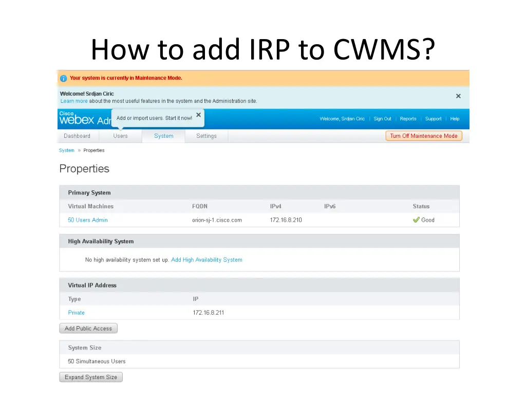 how to add irp to cwms 4