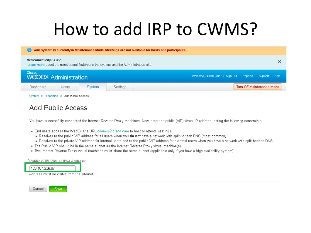 how to add irp to cwms 6
