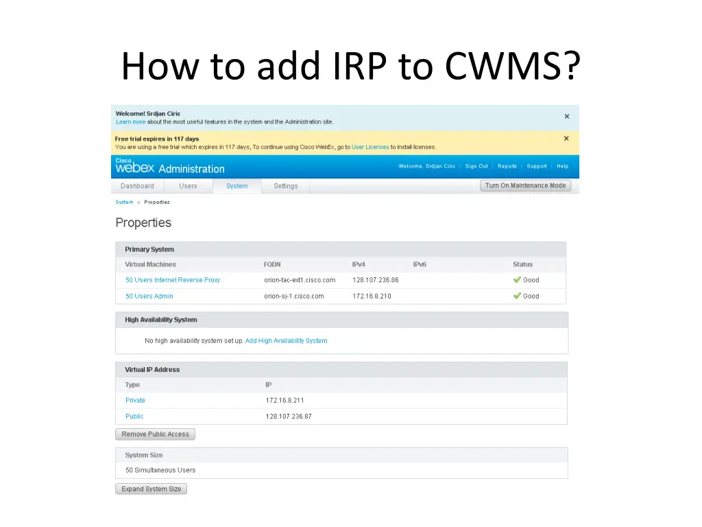 how to add irp to cwms 9