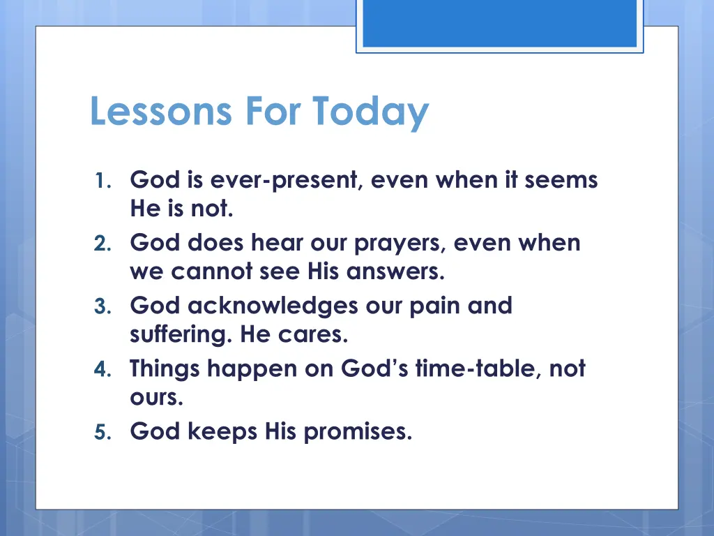 lessons for today