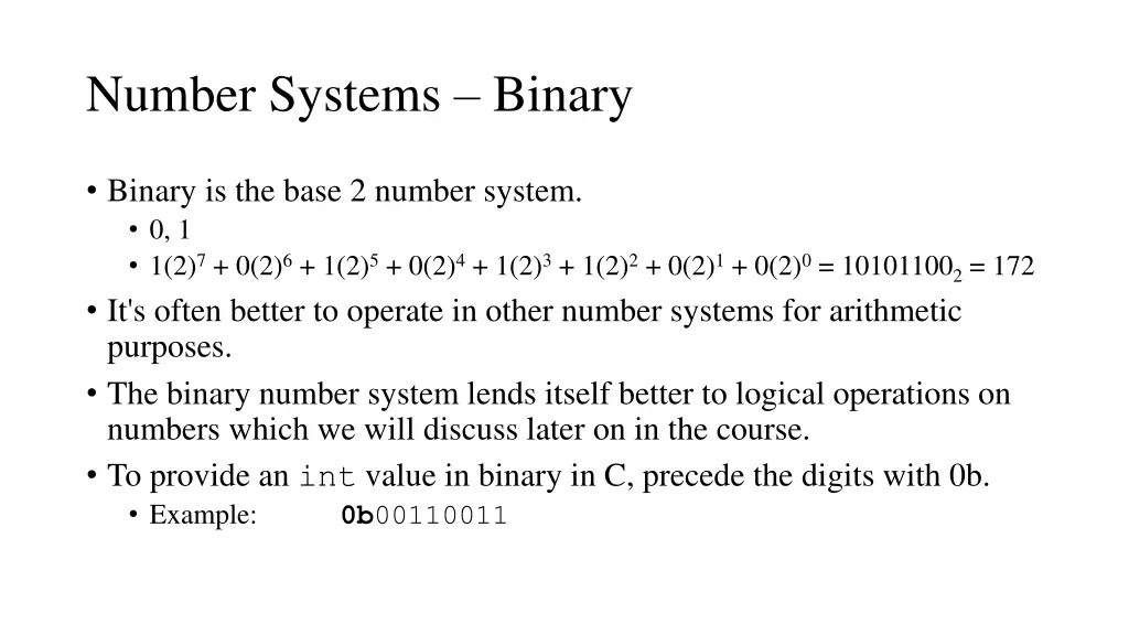 number systems binary