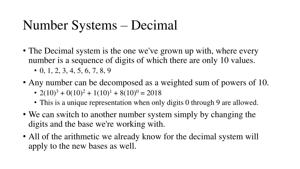 number systems decimal