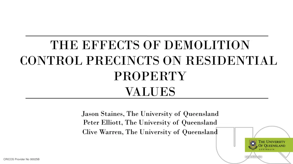 the effects of demolition control precincts