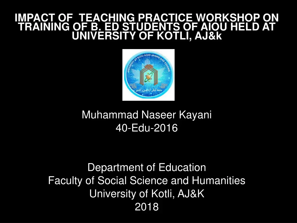 impact of teaching practice workshop on training
