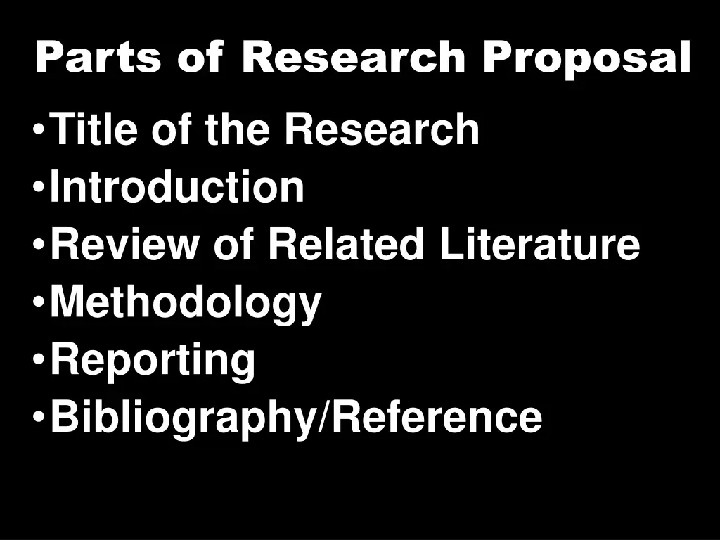 parts of research proposal title of the research