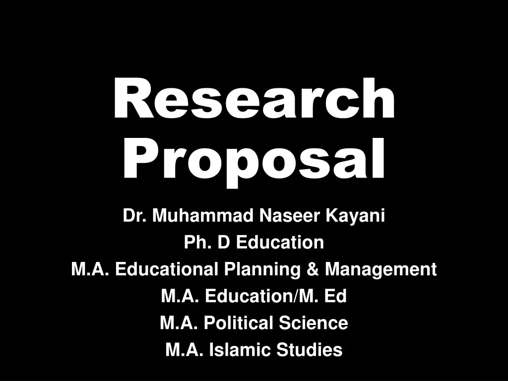 research proposal dr muhammad naseer kayani