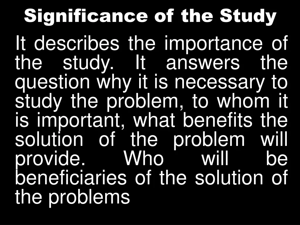 significance of the study it describes