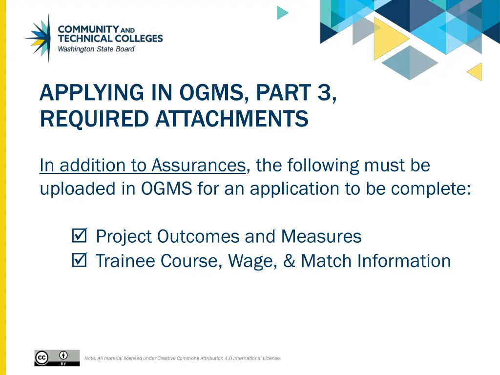 applying in ogms part 3 required attachments