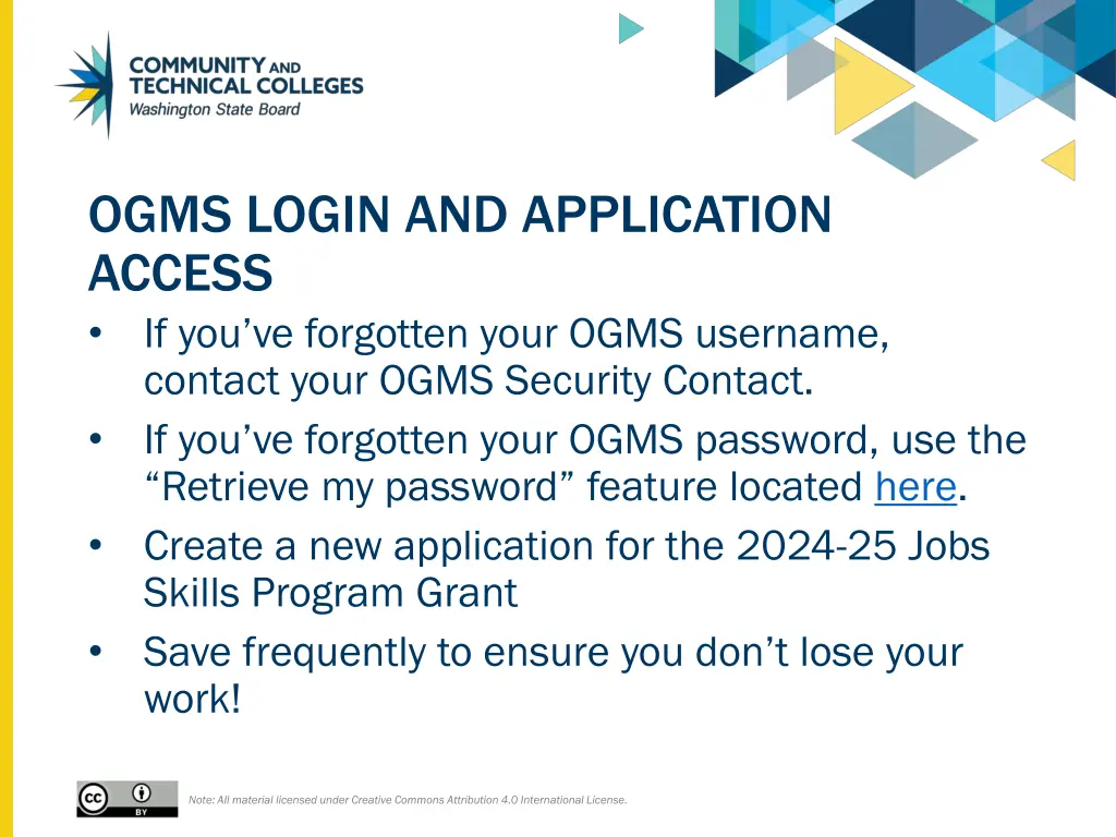 ogms login and application access