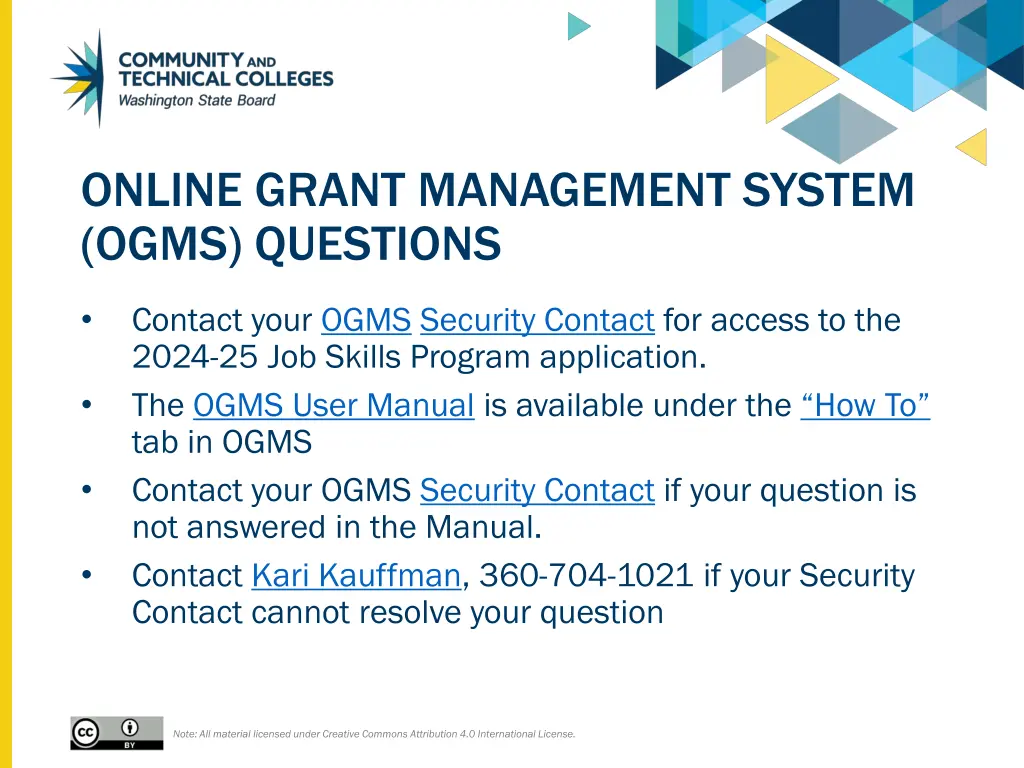 online grant management system ogms questions