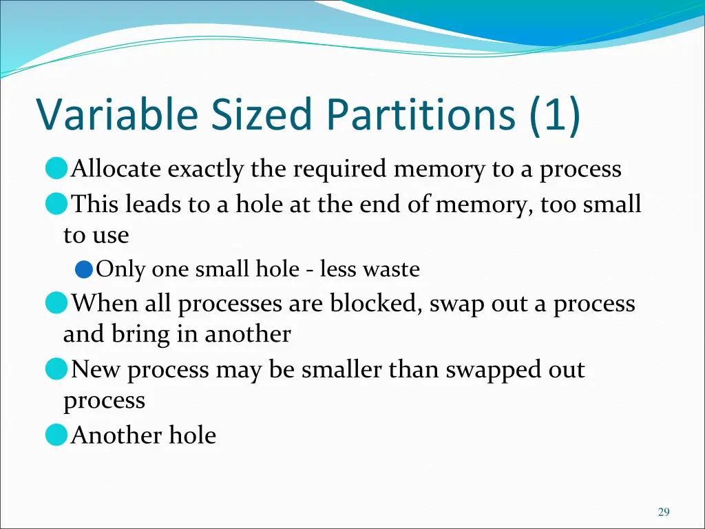 variable sized partitions 1
