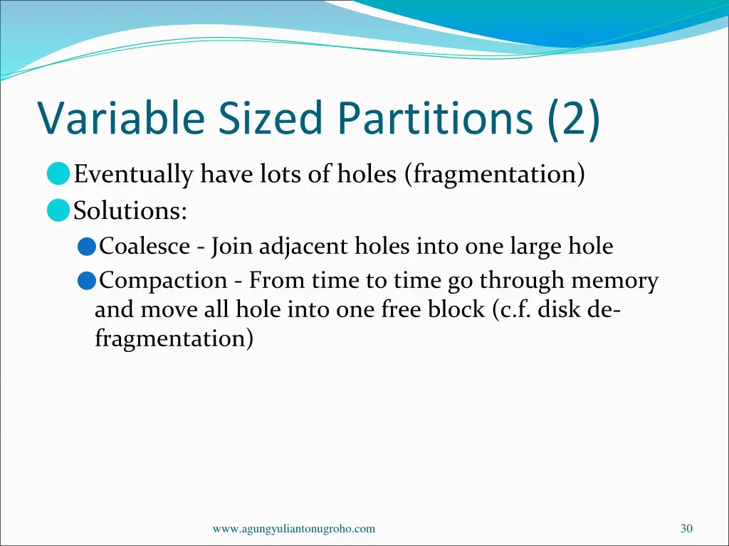 variable sized partitions 2