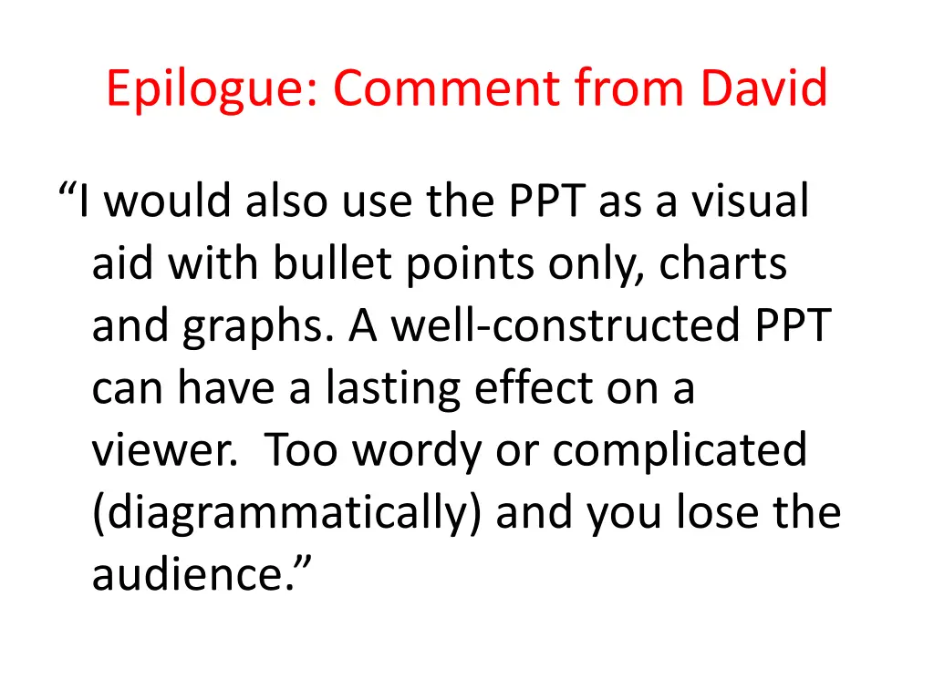 epilogue comment from david
