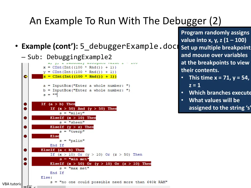an example to run with the debugger 2