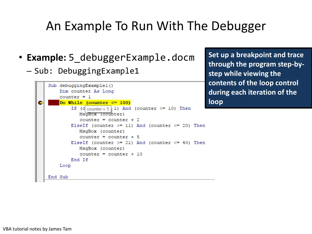 an example to run with the debugger