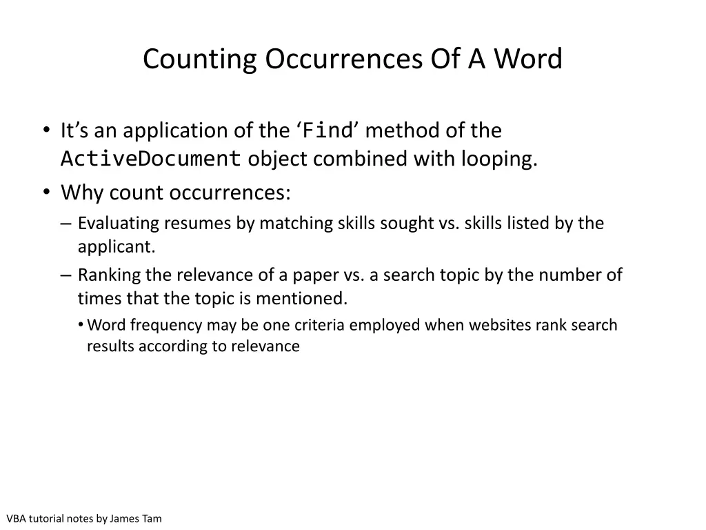 counting occurrences of a word