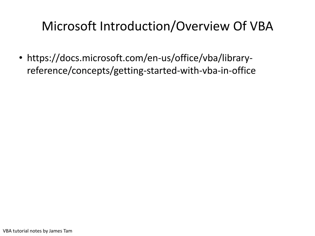 microsoft introduction overview of vba