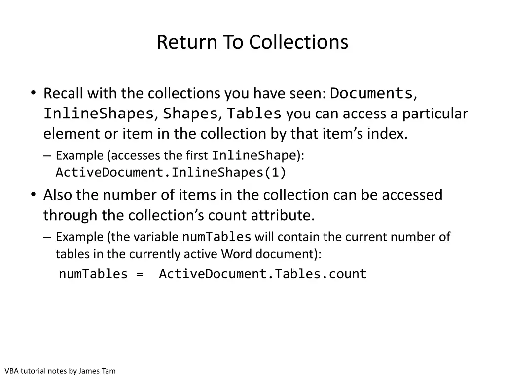 return to collections