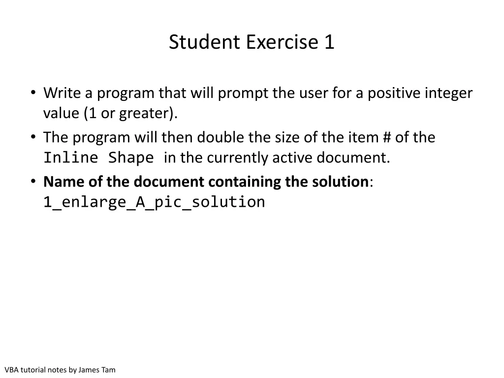 student exercise 1