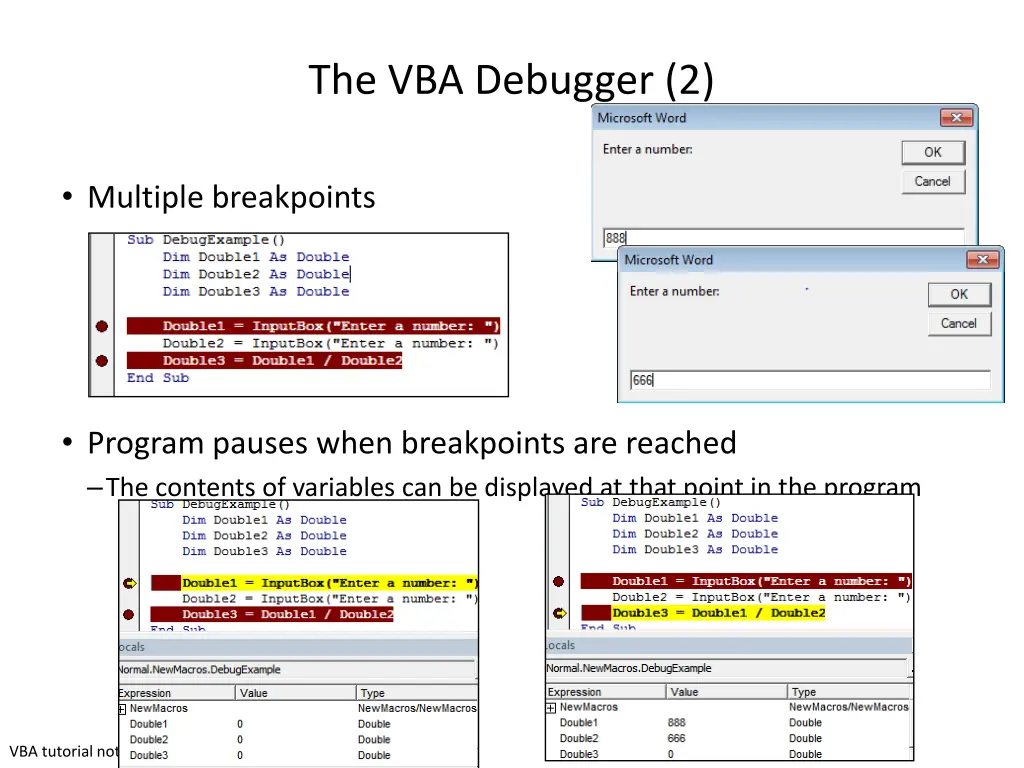 the vba debugger 2