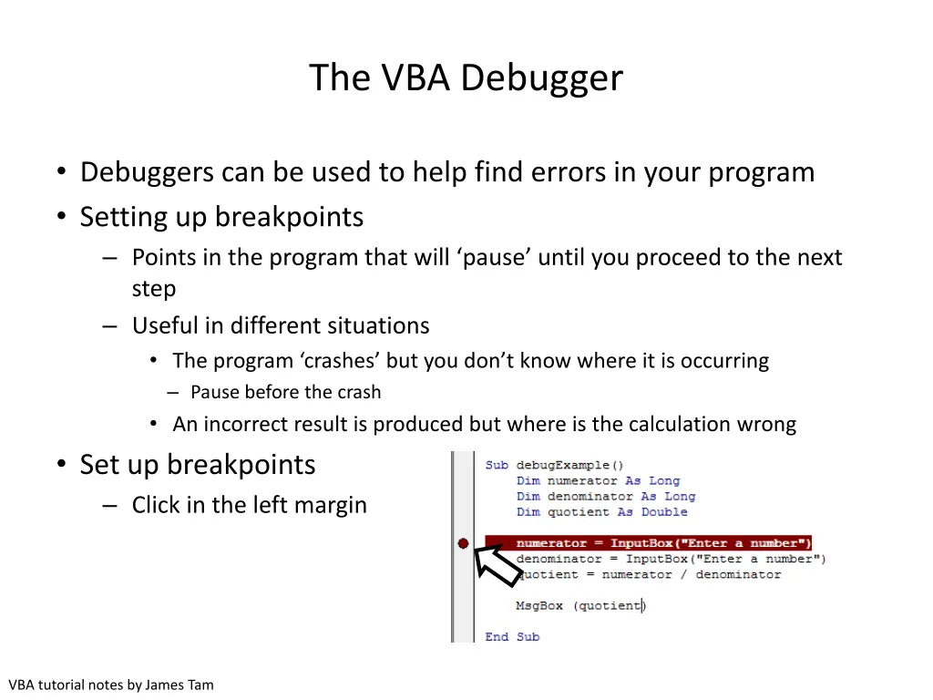 the vba debugger