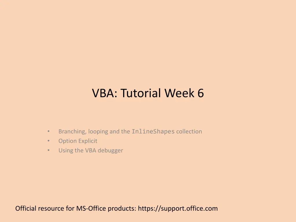 vba tutorial week 6