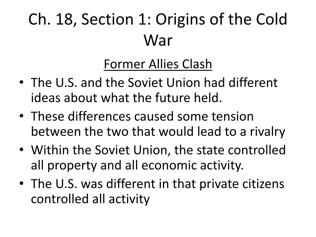 ch 18 section 1 origins of the cold war