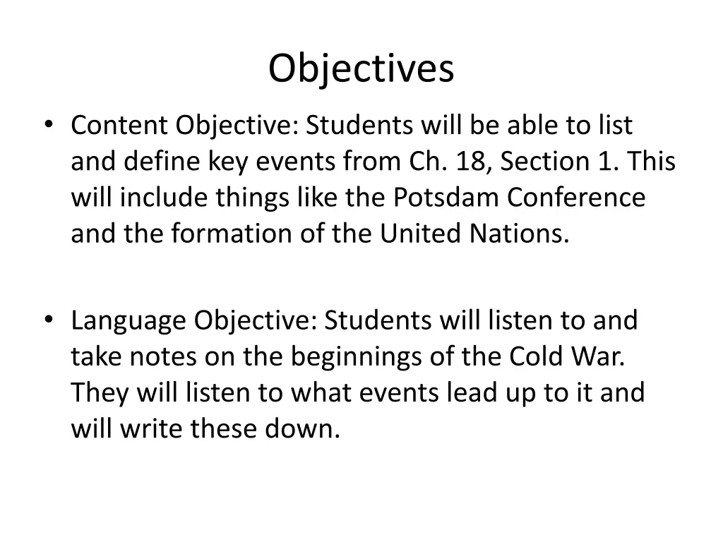 objectives