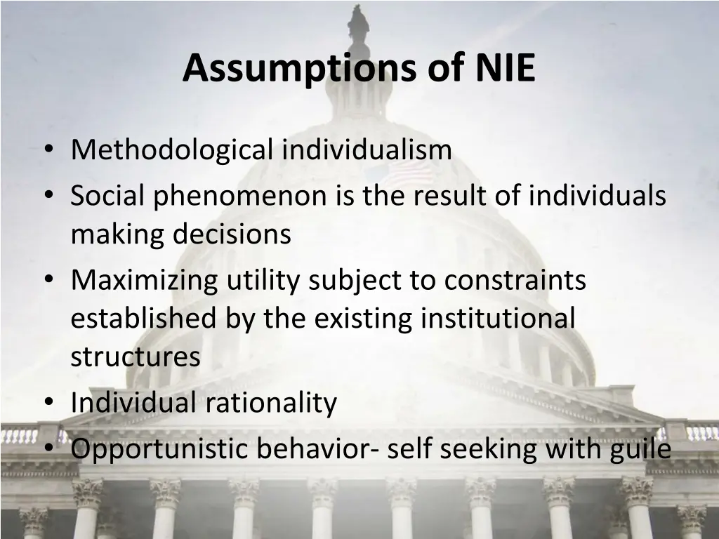 assumptions of nie 1