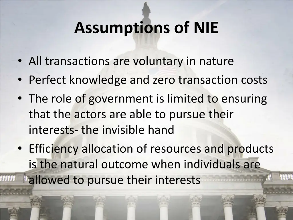 assumptions of nie