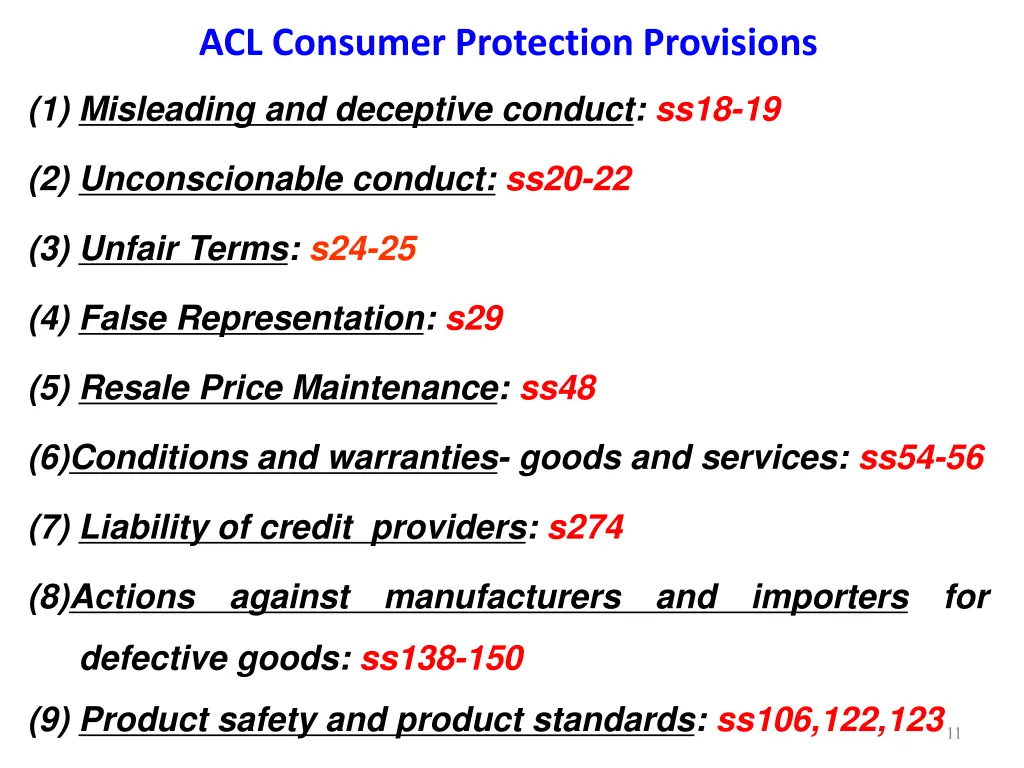 acl consumer protection provisions