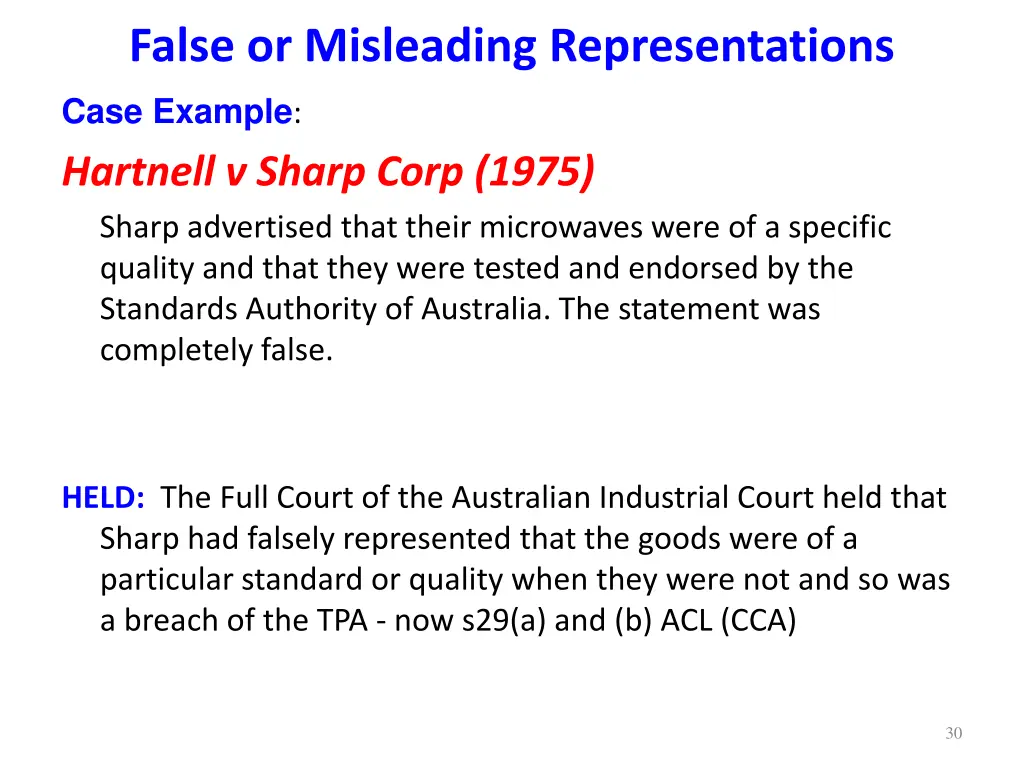 false or misleading representations case example