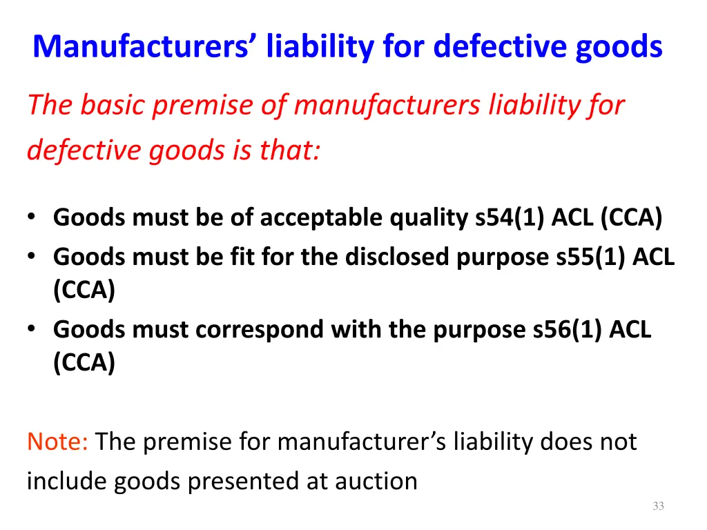 manufacturers liability for defective goods