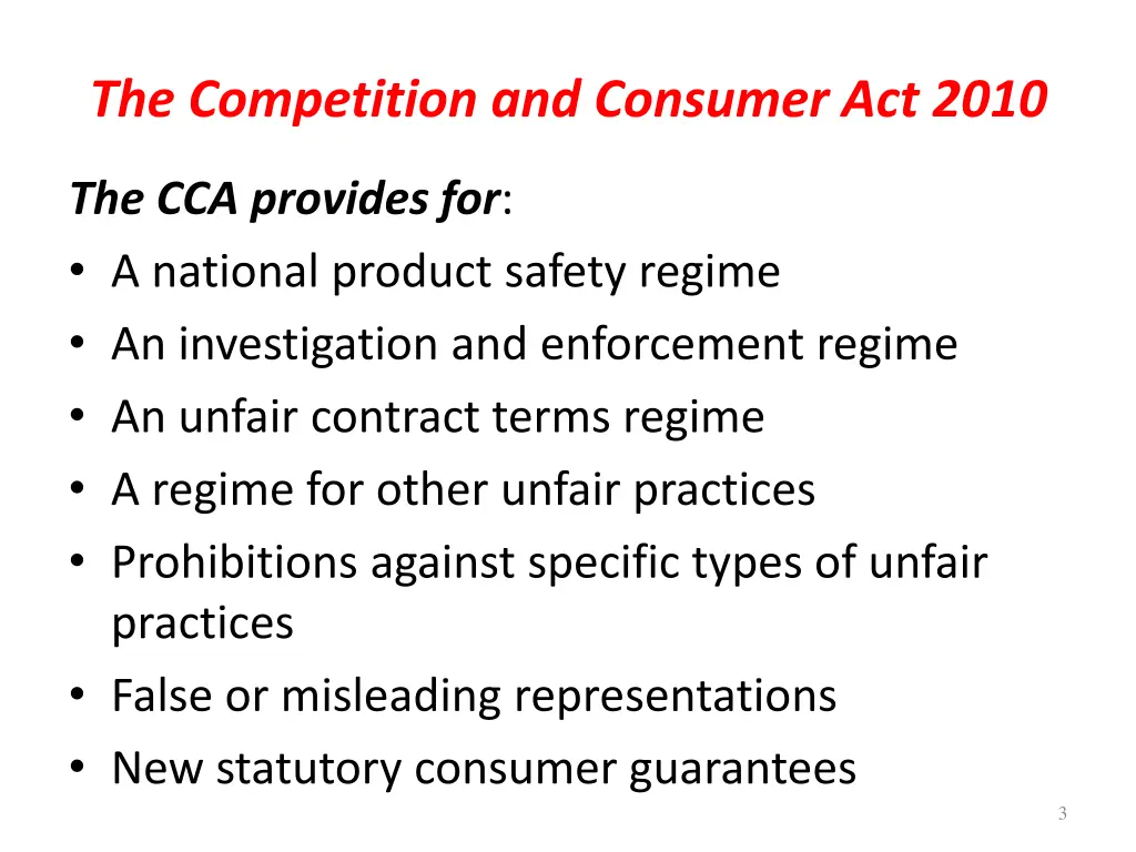 the competition and consumer act 2010