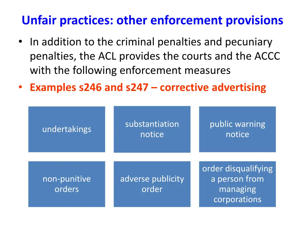 unfair practices other enforcement provisions
