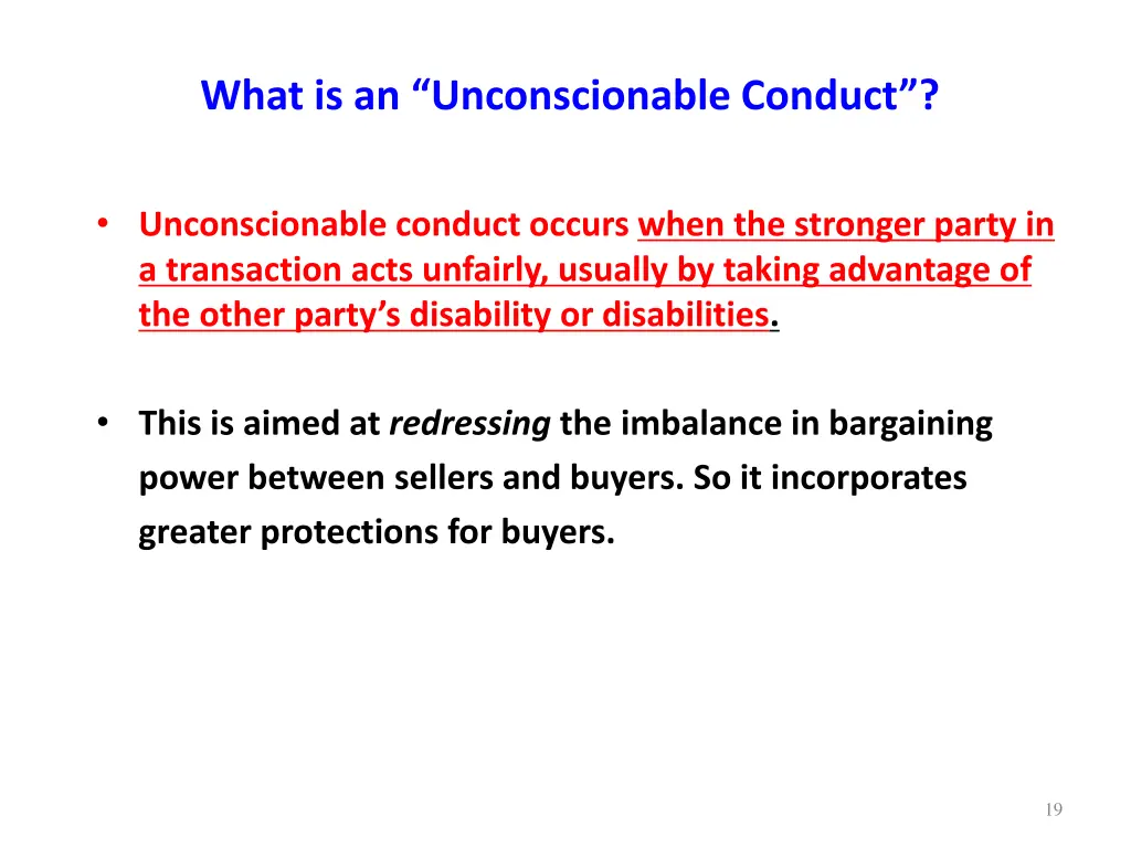what is an unconscionable conduct