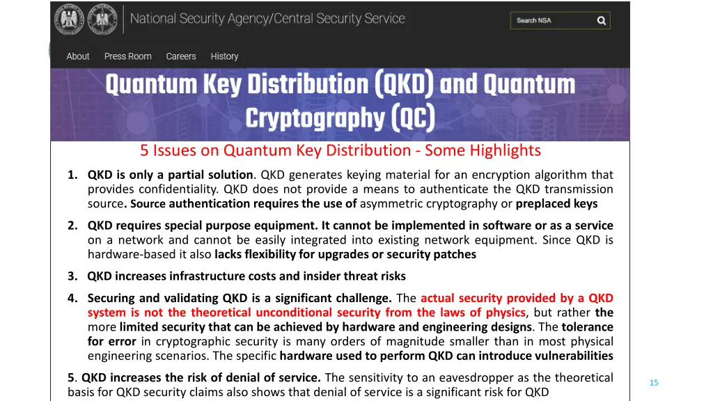 5 issues on quantum key distribution some