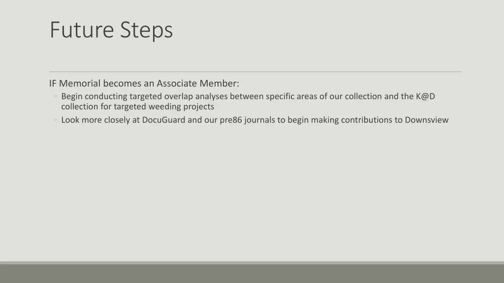 future steps