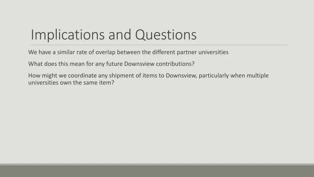 implications and questions