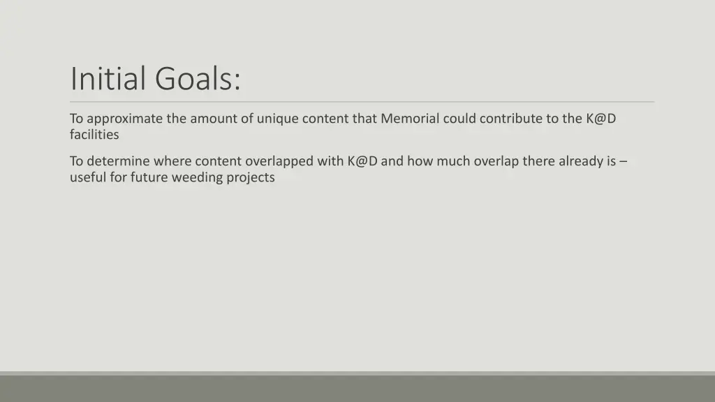 initial goals