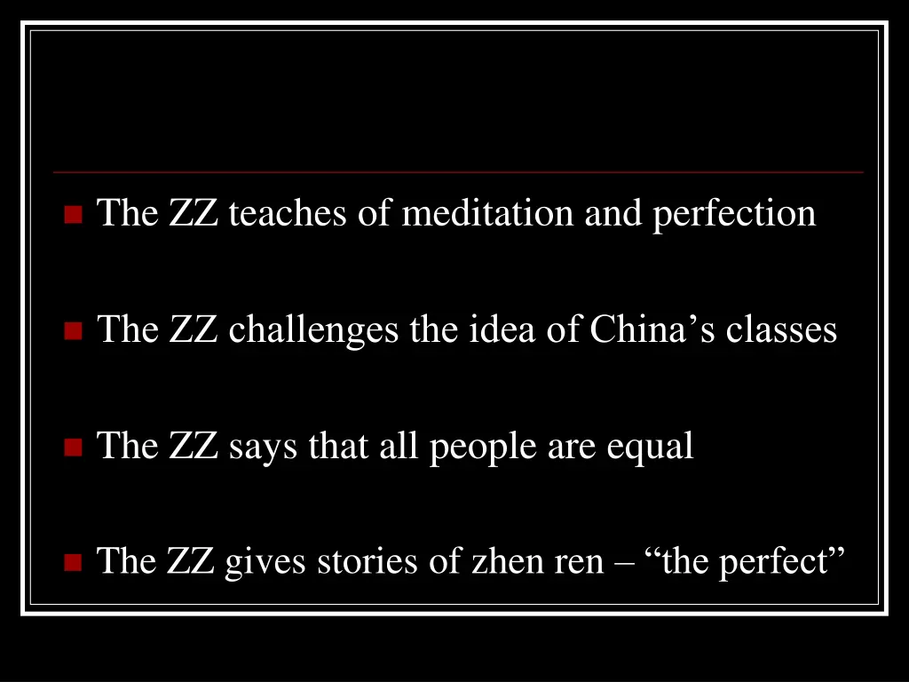 the zz teaches of meditation and perfection