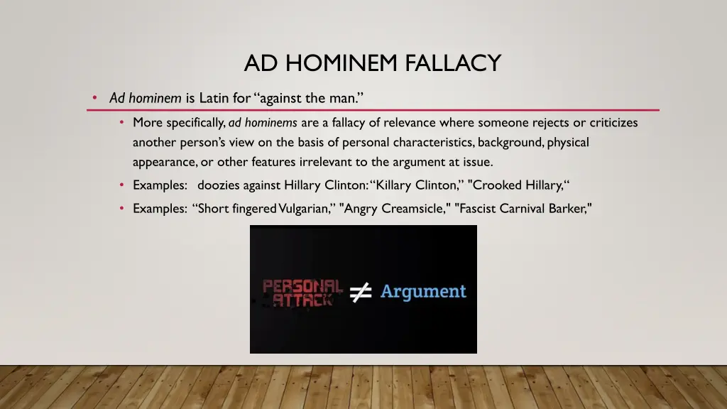 ad hominem fallacy