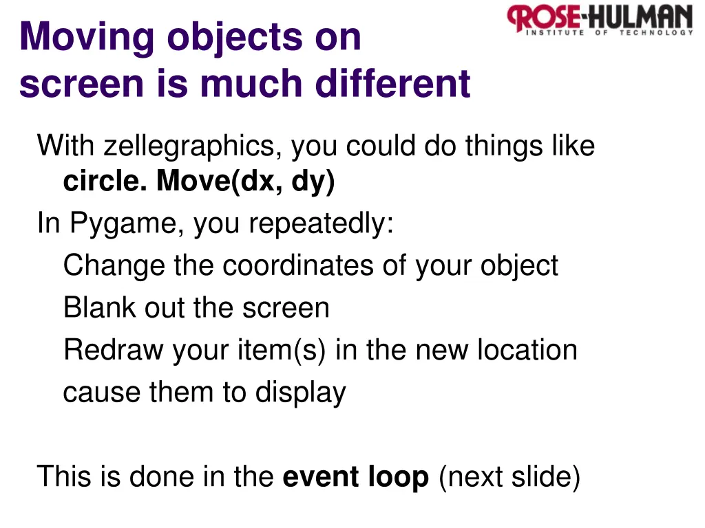 moving objects on screen is much different
