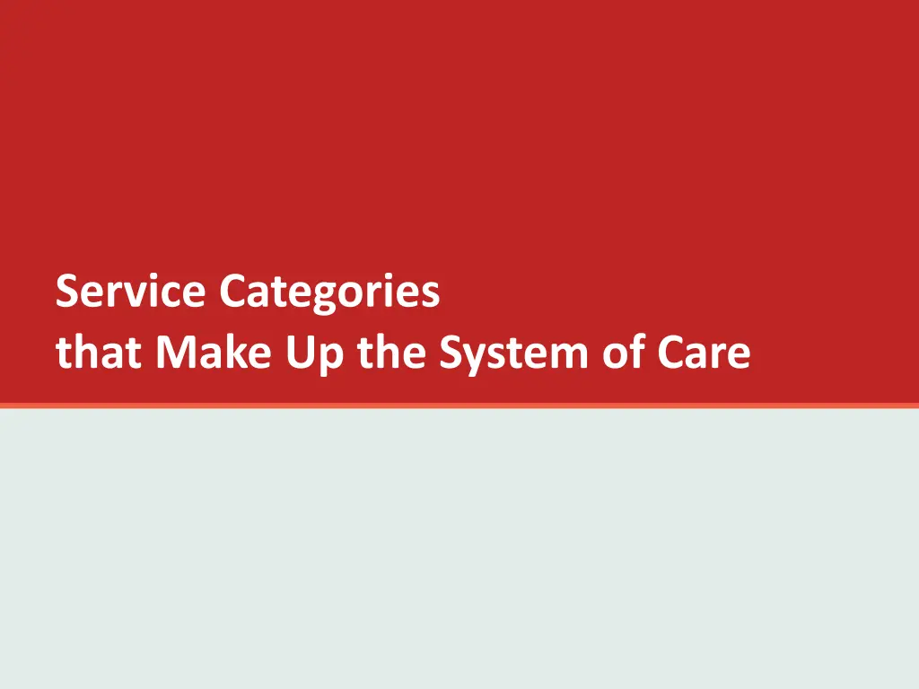 service categories that make up the system of care