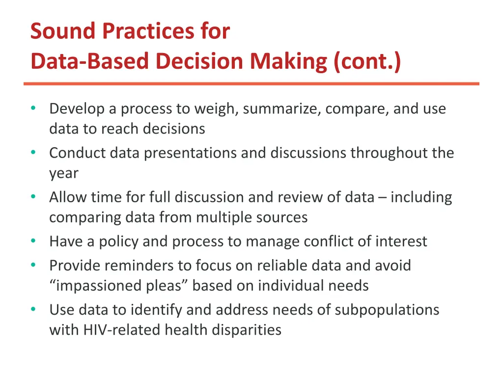 sound practices for data based decision making 1