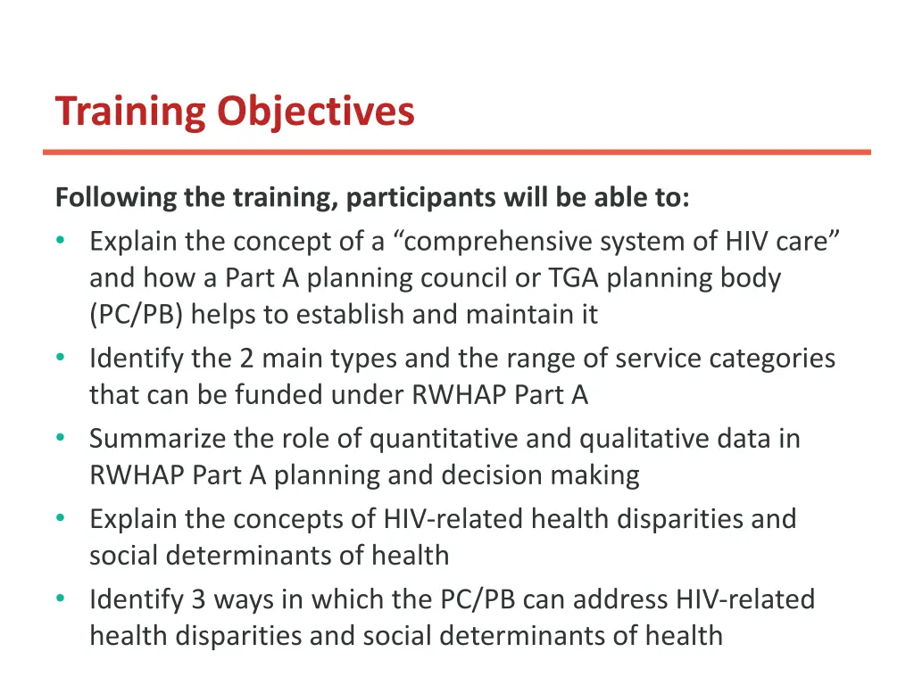 training objectives