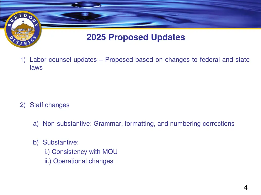 2025 proposed updates