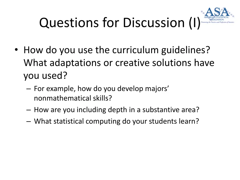 questions for discussion i 1