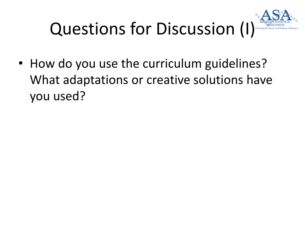questions for discussion i