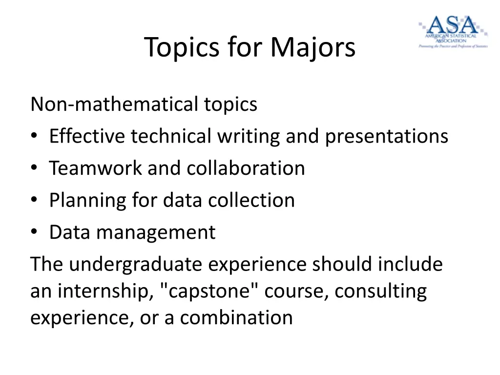 topics for majors 4